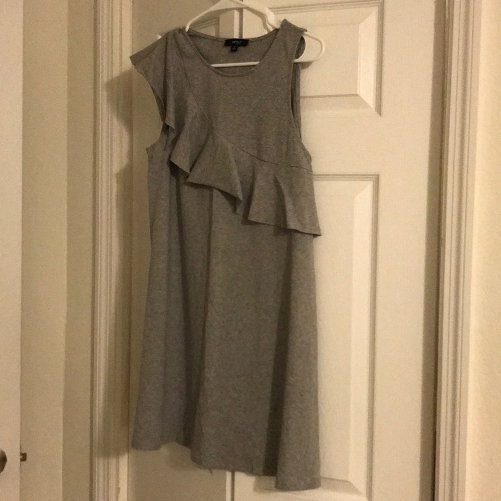 Jersey sleeveless ruffle front casual dress